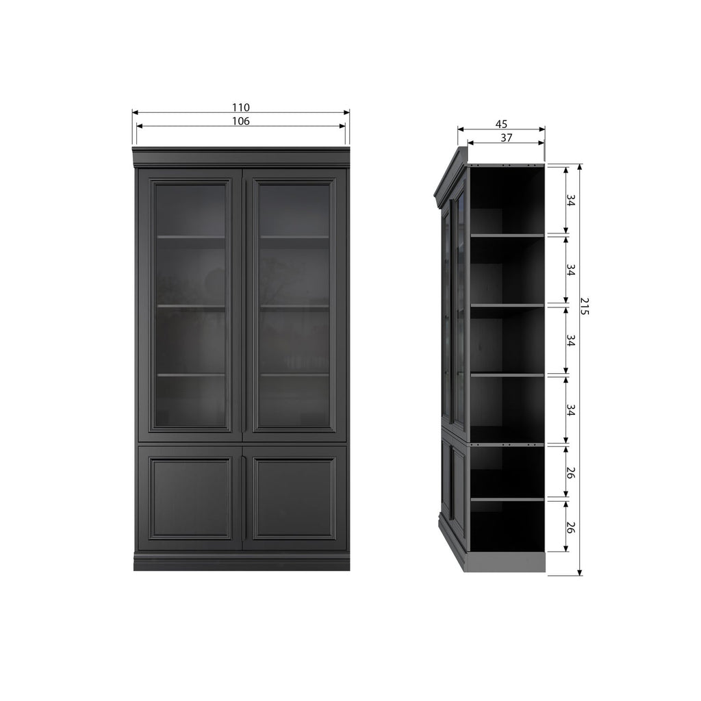 ORGANIZE GLASS-DOOR DISPLAY CASE 44CM PINE MATT BLACK [fsc]