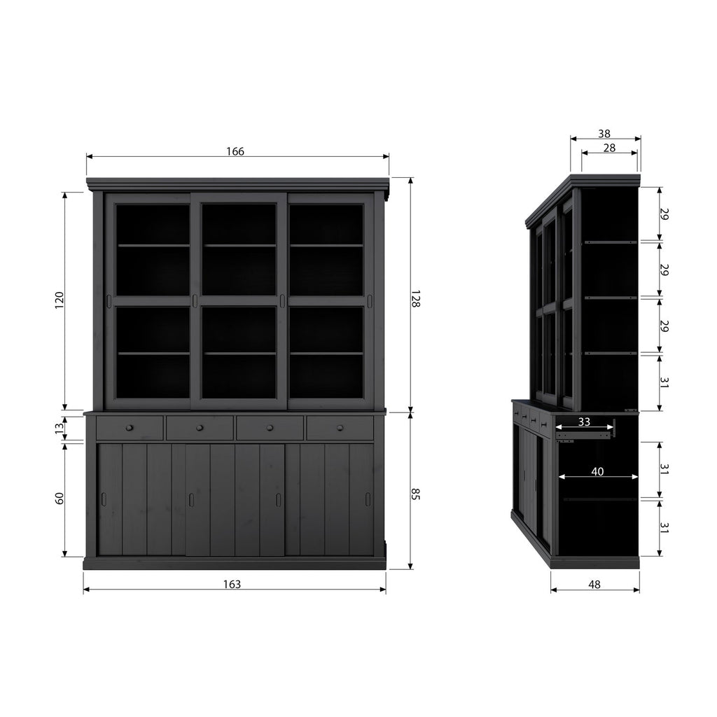 LAGOS LARGE SHOWCABINET PINE DEEP BLACK [fsc]