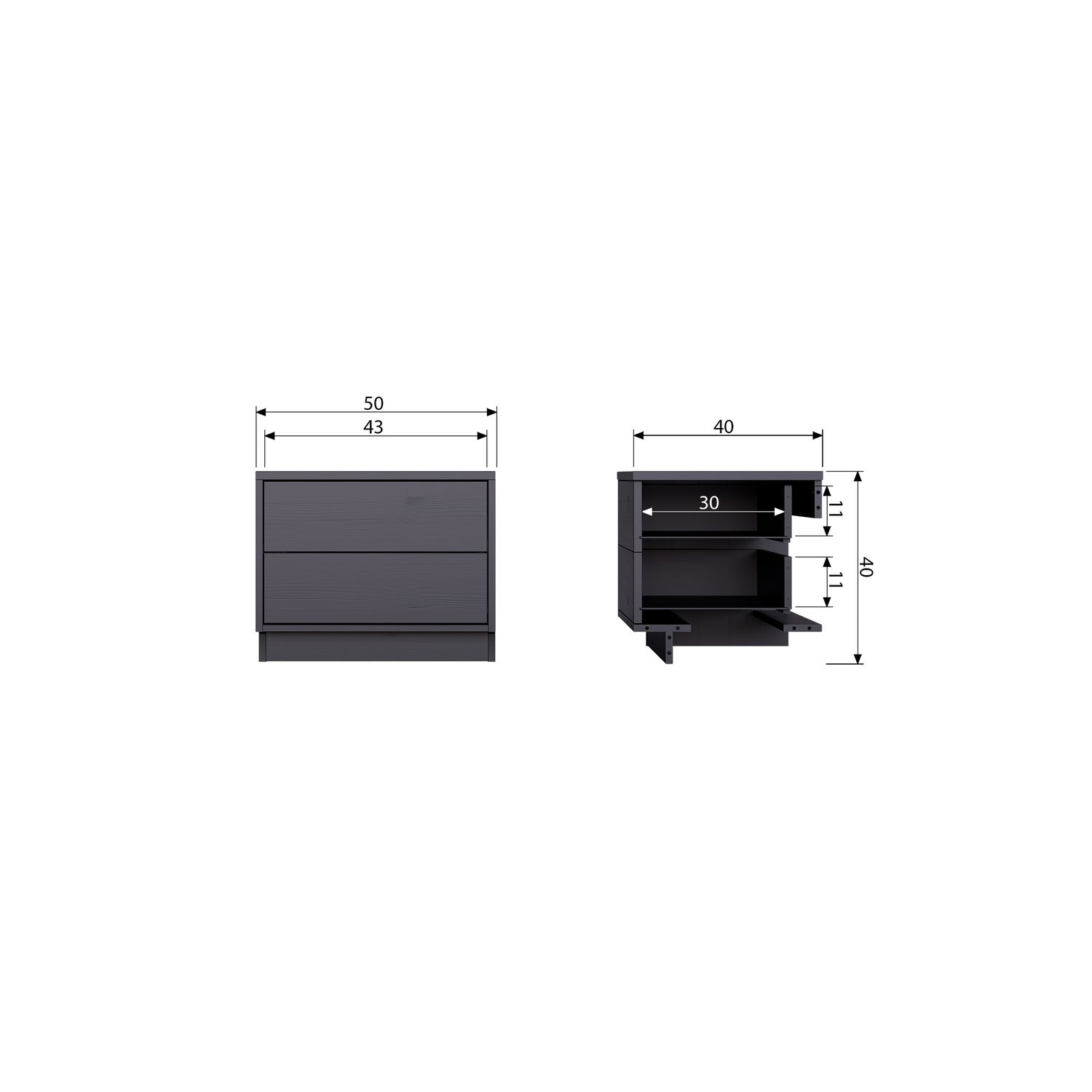 FINCA TV UNIT 50CM PINE DEEP BLACK [fsc]
