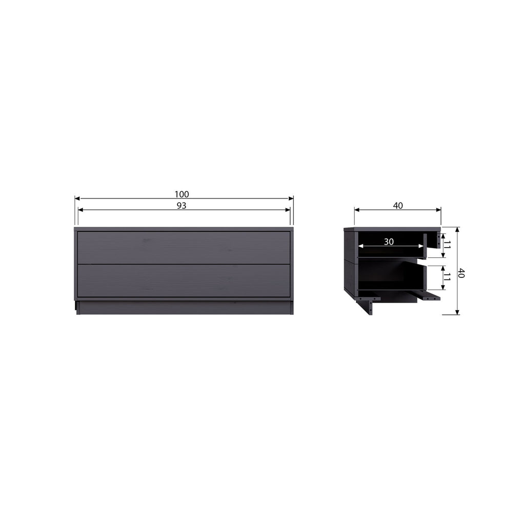 FINCA TV UNIT 100CM PINE DEEP BLACK [fsc]