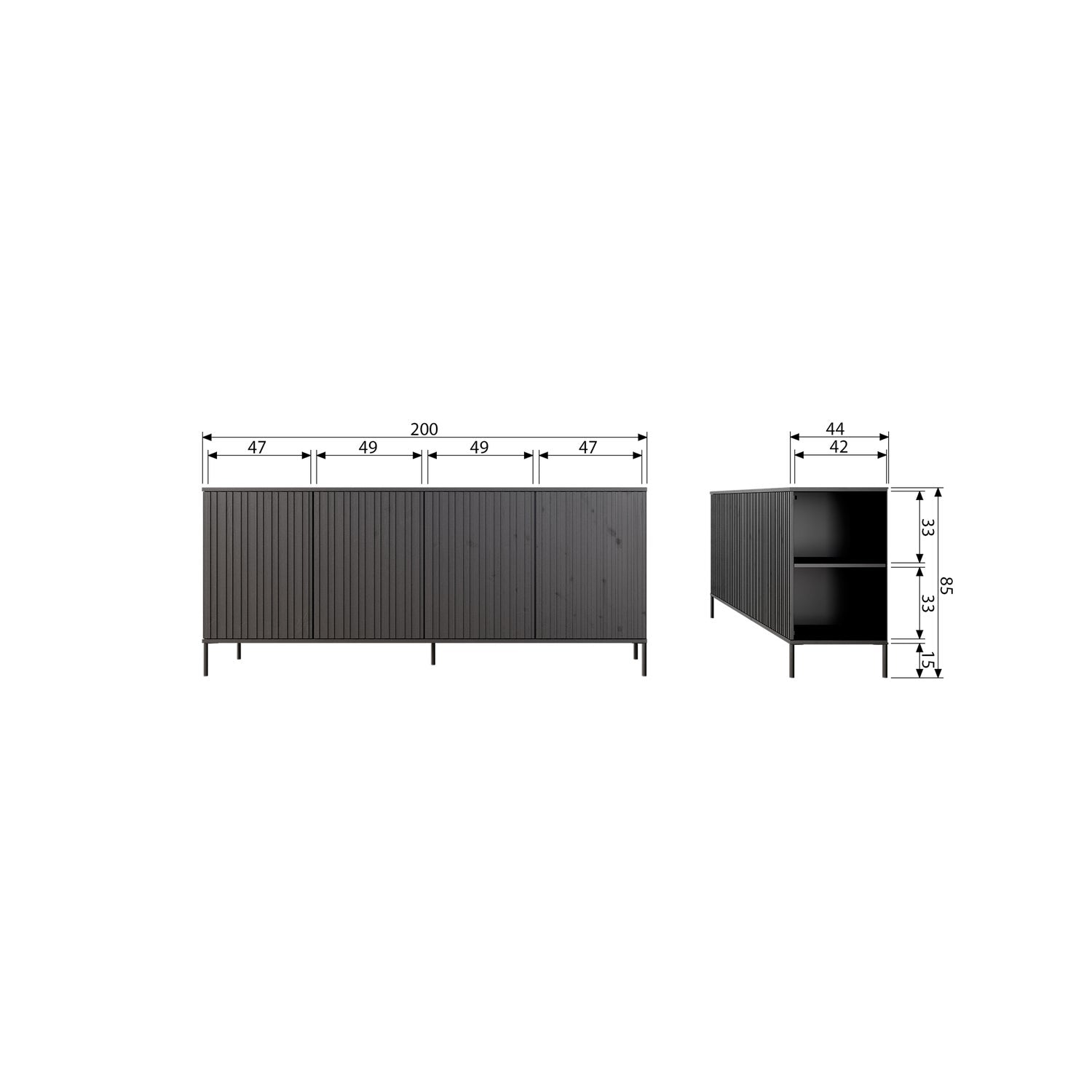 NEW GRAVURE SIDEBOARD 200 CM ASH VENEER ESPRESSO [fsc]