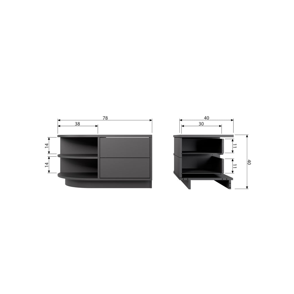 FINCA TV UNIT ROUND LEFT 78 CM PINE DEEP BLACK [fsc]