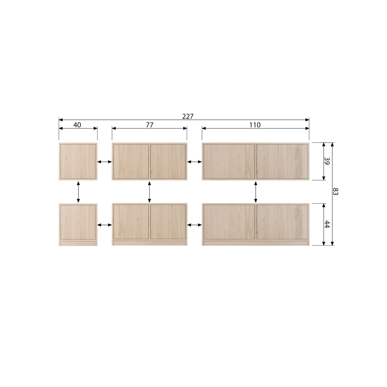MODULAIR BASE CABINET 110CM OAK NATURAL MATT [fsc]